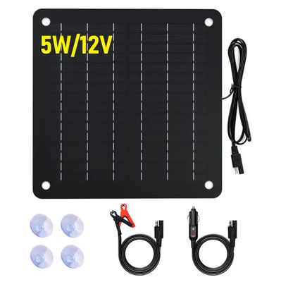 Kit de painel de carregador de bateria solar monocristalino portátil de 5W para carro