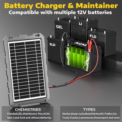 10W 12V Bateria solar Trickle Carregador Bateria alimentada Manutenção Marinha