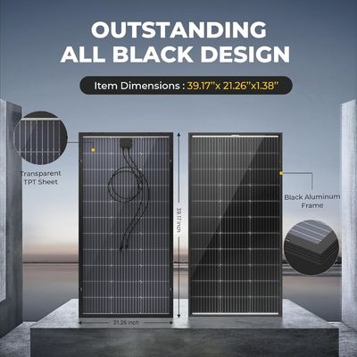 100 watts painel solar rígido célula de módulo monocristalino 12 volts 9BB