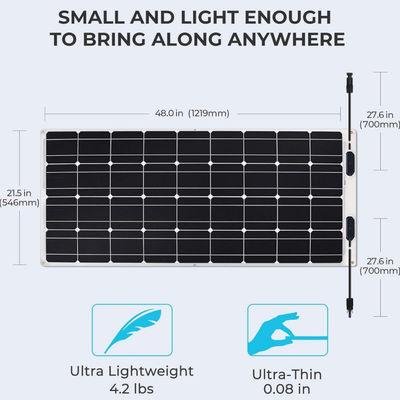 RV marinha fina 100w Flexível painel solar célula IP68 impermeável ODM