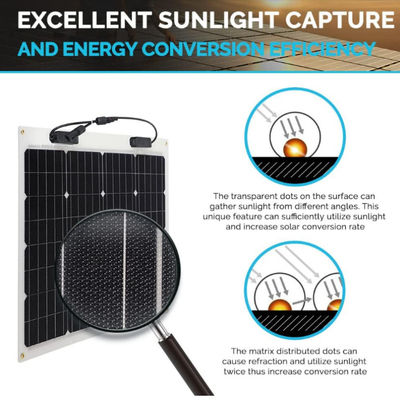 Painel Solar Flexível Monocristalino Semi-flexível 12 Volts Para RV Marinho 4WD