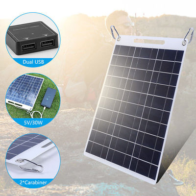 Painel solar portátil de silicone policristalino dobrável para caminhadas módulo solar 30W