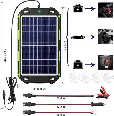 10W 12V Waterproof Solar Battery Charger Maintainer para Car Boat Marine RV
