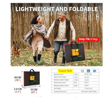 FT160 Sistema de carregador de células solares flexíveis portáteis 160W 18V com ABS preto