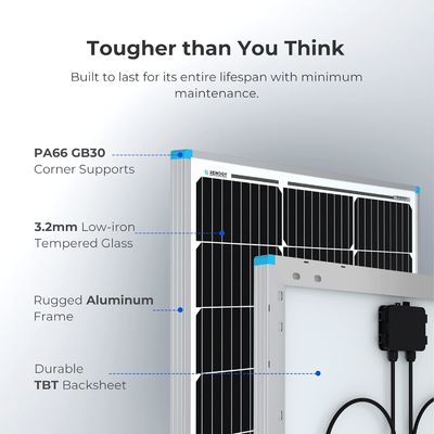 Painéis solares de balcão monocristalino fotovoltaicos 100 Watt 12V OEM