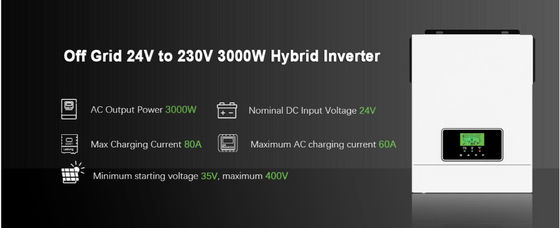 FT3000 Inverter híbrido solar 3200WConstruído em 80A MPPT Controlador de carga solar com branco