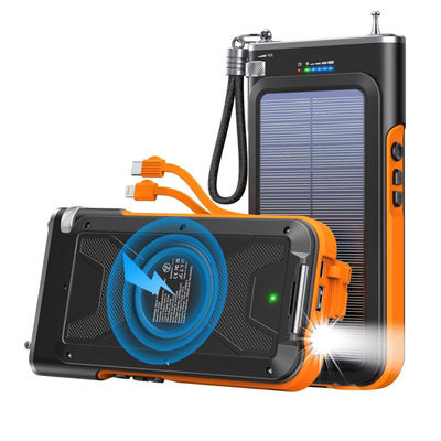 Banco de energia de carregador solar portátil sem fio com rádio FM 20000mAh