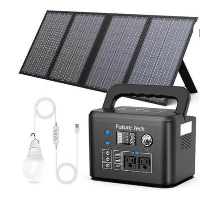FTB70000 Power Bank com gerador solar de 350W, painel solar de 60W e kit de luz LED USB de 10W