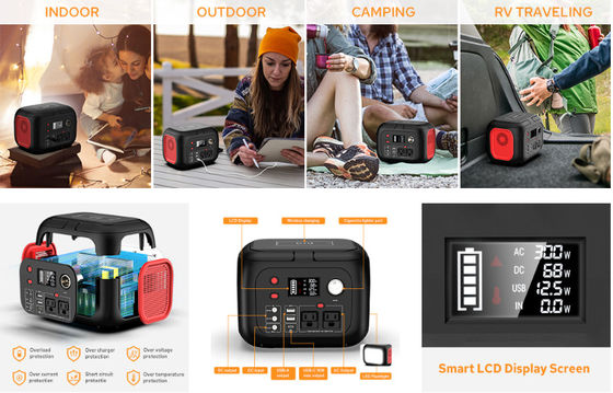 FTB70000 Power Bank com gerador solar de 350W, painel solar de 60W e kit de luz LED USB de 10W