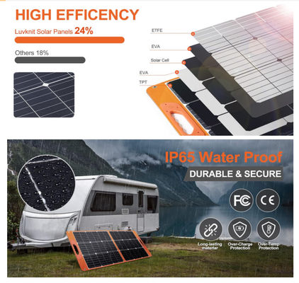 100 Watt Cobertura solar dobrável Painéis solares portáteis para o exterior