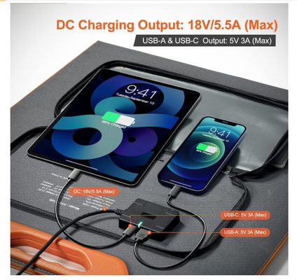 100 Watt Cobertura solar dobrável Painéis solares portáteis para o exterior