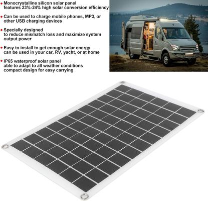 Painel Solar Portátil Leve Célula Monocristalina 100W 12/24V Saída USB