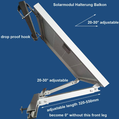Acessórios para painéis solares com inclinação ajustável Brackets de montagem de aço inoxidável