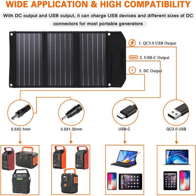Kit de carregador de painéis solares portáteis dobráveis de 30W para acampamento ao ar livre