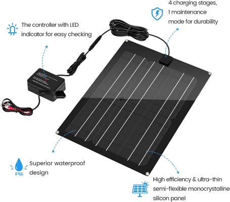 Carregador de manutenção de bateria de carro solar Trickle para RV 15W 12V