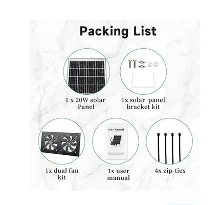Kit de painéis solares externos FTB20 Com ventilador de escape para galinheiro IP65 à prova de água