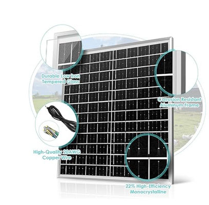 Fener sem escovas branco monocristalino mini Kit de painel solar 30W 8 &quot;