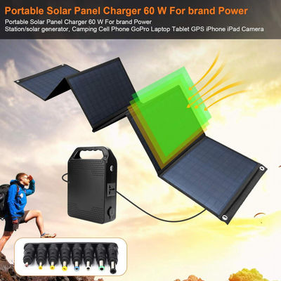 Painel solar dobrável de alta eficiência 60W com USB 5V para acampar, telefone celular