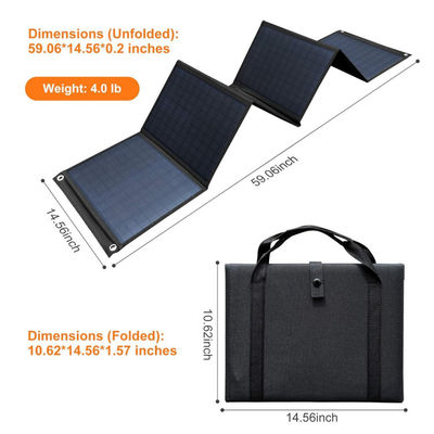 Painel solar dobrável de alta eficiência 60W com USB 5V para acampar, telefone celular